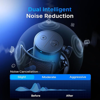 MAONO DGM20W Wireless Gaming Microphone for PC & Smartphones | USB-C Receiver, Clear Voice, Noise Reduction, Software Control, Custom RGB, Mute, Boom Mic Set for Discord Streaming & Gaming