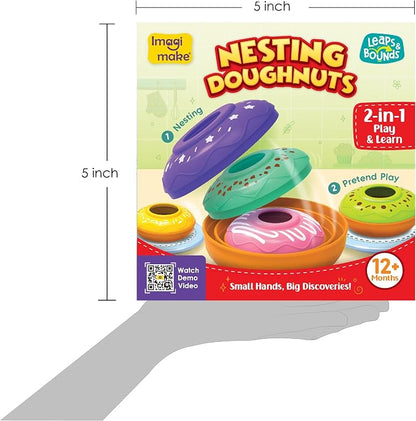 Imagimake Nesting Doughnuts | Leaps & Bounds Baby Toys for 12+ Months | Learning Toys for 1+ Year Old Toddlers and Infant | 2-in-1 Play & Learn | Montessori Baby Toy | Birthday Gifts for 1 Year Old