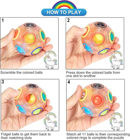Vdealen Magic Rainbow Puzzle Ball, Fidget Ball Puzzle Brain Teaser Fidget Toy for Boys & Girls- Birthday Party Easter Valentines Christmas Stocking Stuffers for Kids Teen & Adults(Pink)