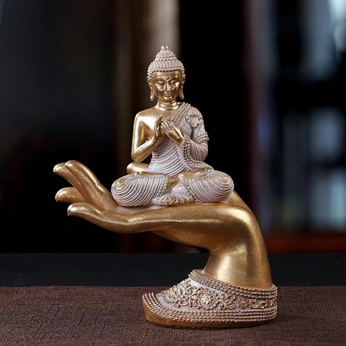 Buddha Statue for Home Decor Gold 8.7"- Buddha Statues for Zen Decor - Buddha Statue Large for Spiritual-Buddha Decor for Living Room-Buda–Indoor Buddha Gift for Relaxation, Meditation or Shrine