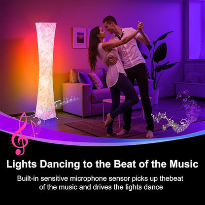 WORLD WIN Floor Lamp, 61'' Smart RGB LED Corner Lamp with Music Sync and 16 Million DIY Colors, 3 Color Temperature, APP & Remote Control, Color Changing Standing Floor Lamp for Bedroom Living Room