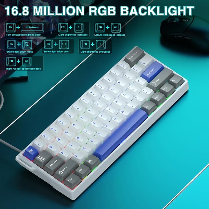 AULA WIN60 HE MAX - 60% Mechanical Gaming Keyboard Wired, Hall Effect Magnetic Switches Hot Swappable, Adjustable Actuation Rapid Trigger Mode, 8000 Hz Polling Rate, 60 Percent Keyboard Compact Design