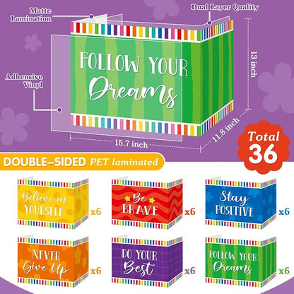 Affrolling 36 Pcs Inspirational Privacy Folders Bulk for Students Cardboard Privacy Boards Desk Divider Panel Waterproof Testing Divider for Classroom Back to School Study Supplies (Colorful)