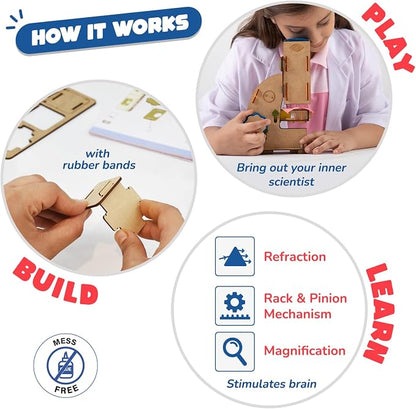Smartivity Microscope 100x Zoom STEM Toy for Kids Age 8 to 14 Years Old | Cool Birthday Gifts Ideas for Boys & Girls | DIY Science Toys for 8,9,10,11,12,13,14 Years I Wooden Engineering Game