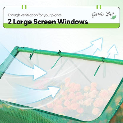Quictent Raised Garden Bed Galvanized Raised Beds for Gardening Vegetables with Cover 6x3x2 ft Tall Metal Planter Box Outdoor Use (Green)