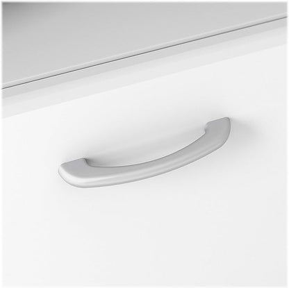 Bush Furniture Cabot L Shaped Computer Desk in White | Corner Table with Drawers and Storage for Personal Home Office Workspace