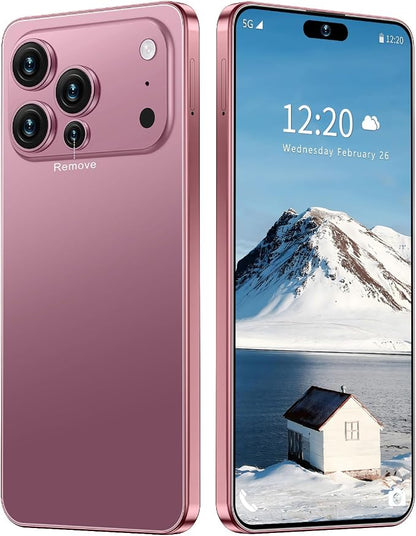 17 PMAX Unlocked Cell Phone,16GB+512GB Smartphone,6.99" HD Screen Android 15 5G Phones,Battery 7000mAh Android The Phone,Fingerprint Button Unlock/GPS/Face ID/Dual SIM/5G (Rose Glod)