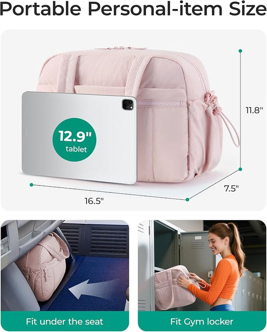 BAGSMART Duffle Bag for Travel, Gym Bag for Women, Weekender Carry on Bag | PVC Wet Pocket, Airline Approved Personal Carry-on Size, Fits Under-seat, One Bag for Gym, Travel, Hospital, Overnight