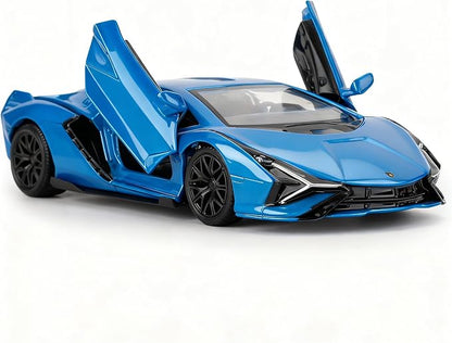 BDTCTK Lamborghini Sián FKP37 Diecast Car Models,1/36 Zinc Alloy Toy Pull Back Vehicles Toy Cars for Toddlers Kids Boys Girls Gift (Blue)