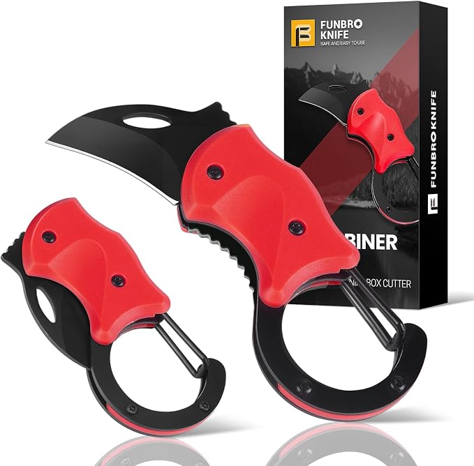 FUNBRO Cool Folding Knife Box Cutter, Edc Knives Tool | Small Pocket Knife for Men with 1.34 Inch Sharp Blade, Great Gift for Women Men (red)