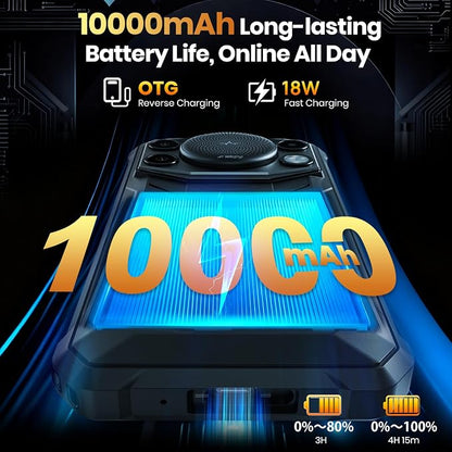 FOSSIBOT F110 Pro Rugged Smartphone Unlocked 5G Android 15, 128dB Loudest Speaker 20GB+128GB /2TB 10000mAH, 6.7'' HD Display 50MP Rear Camera, IP68/69K Waterproof, NFC/Dual SIM/Widevine L1