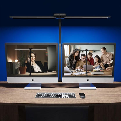 Desk Lamp with Clamp for Home Office - Eye-Caring Office Computer Led Desk Light with Flexible Gooseneck, 22W Bright Architect Study Clip Lamp for Desk Adjustable Task Lighting Stepless Dimming