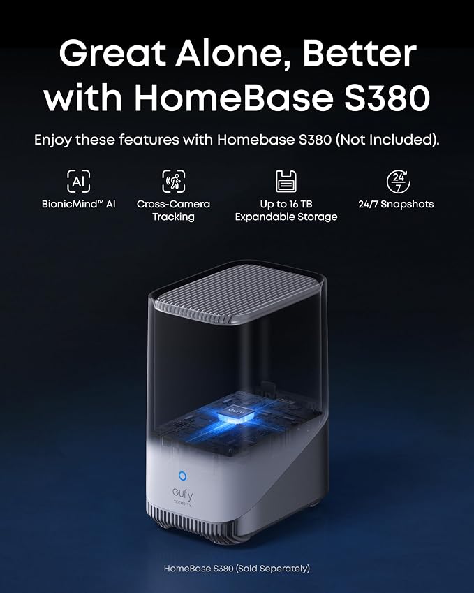 eufy Security eufyCam S4,4K Solar Camera Wireless Outdoor, 3-Lens Bullet-PTZ Cam, 360° Coverage, 8X Auto Zoom, AI Recognition,AI Track, Color Night Vision, 0 Monthly Fee, Built in 32 GB Storage