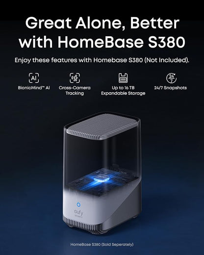 eufy Security eufyCam S4,4K Solar Camera Wireless Outdoor, 3-Lens Bullet-PTZ Cam, 360° Coverage, 8X Auto Zoom, AI Recognition,AI Track, Color Night Vision, 0 Monthly Fee, Built in 32 GB Storage