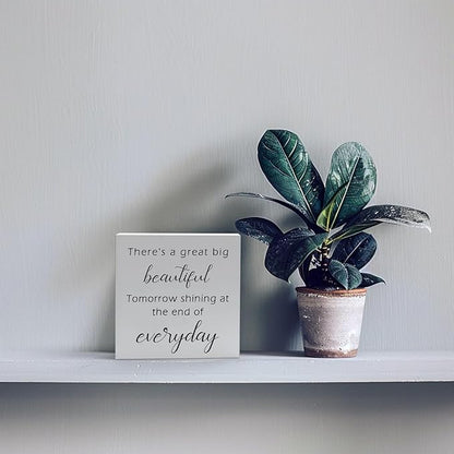 Office Desk Decor Funny Signs Funny Office Decor There's a Great Big Beautiful Tomorrow Wood Signs Home Decor Office Decorations for Work Farmhouse Office Decor Funny Home Decor Gifts (5x5inch)