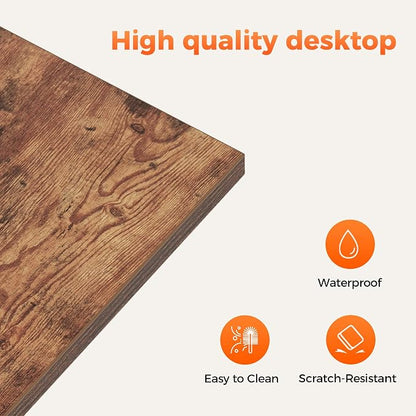 Mericonia 39x20 Inch Computer Desk with Wheels, Small Simple Rolling Desk | Writing Table for Home Office Bedroom Work Study, Brown