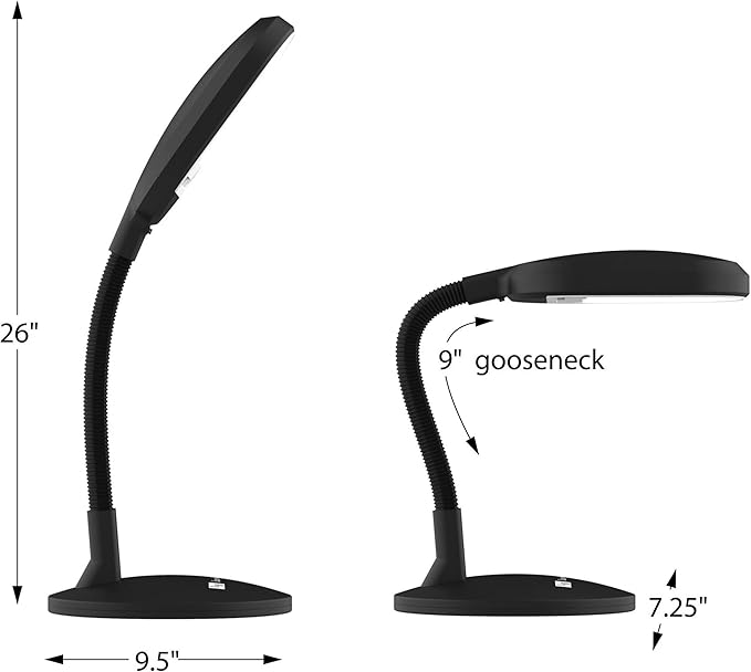 Lavish Home 72-0893 Natural Sunlight Desk Lamp with Adjustable Gooseneck Arm - Great for Reading and Crafting