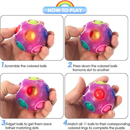 Vdealen Magic Rainbow Puzzle Ball, Fidget Ball Puzzle Brain Teaser Fidget Toy for Boys & Girls- Birthday Party Easter Valentines Christmas Stocking Stuffers for Kids Teen & Adults(Purple)