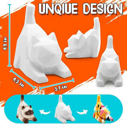 FUNZBO 4.3in Paint Your Own Cat Lamp Kit - Arts and Crafts Supplies Painting for Kids Teens, DIY Night Light Toy for Girls Boys Age 3 4 5 6 7 8 9 10 11 12 13 Birthday Gifts