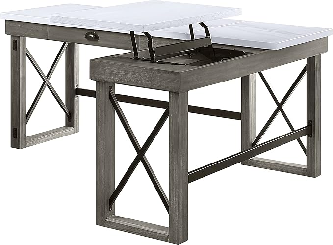 NicBex Kimberly-DW-00029-LWJ Home Office Desks, 67"x55"x30", Gray-1