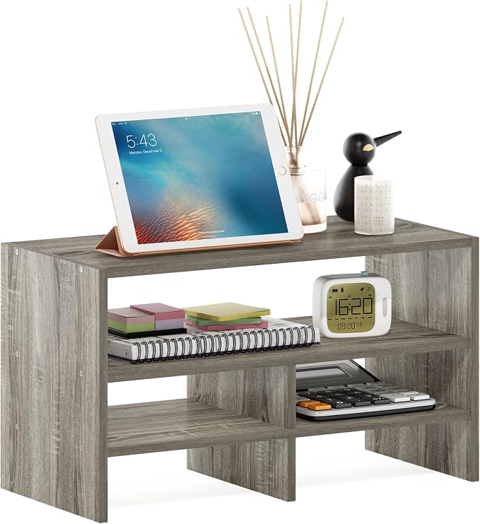 Furinno Hermite Desk Top Organizing Shelf Bookcase, French Oak