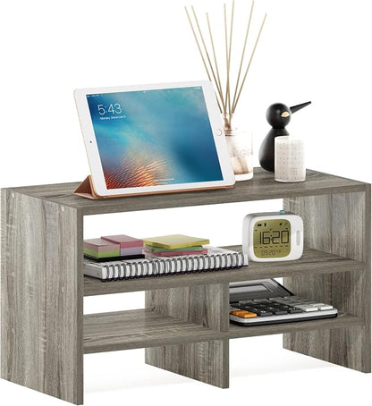Furinno Hermite Desk Top Organizing Shelf Bookcase, French Oak
