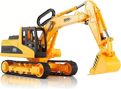 Liberty Imports 15" Oversized Construction Truck Toys for Kids – 1:22 Scale Friction Powered Vehicles with Realistic Moving Parts (Excavator)