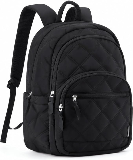 BAGSMART College Laptop Backpack,Cute Travel Backpack for Women,Quilted Computer Bookbag