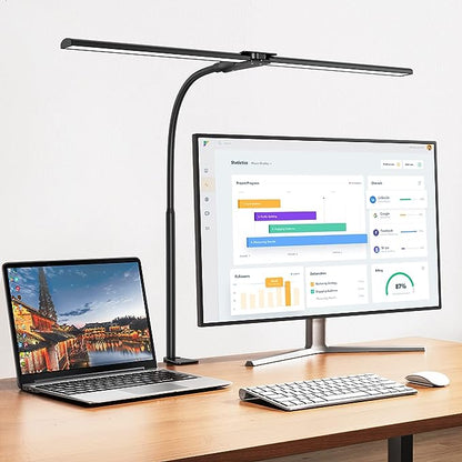 EppieBasic LED Desk lamp,Double Head Architect Desk Lamps for Home Office,Extra Bright Workbench Office Lighting,Eye Protection Modern Desk Light for Monitor Studio Working Reading 1200LM