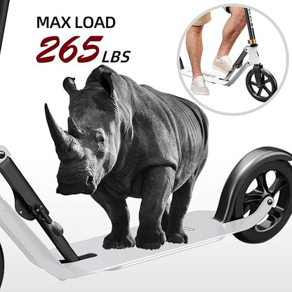 Adult Scooter with Big Wheels | Adjustable Height, Foldable Aluminum Frame | Smooth Ride for Urban Commuting and Outdoor Fun | Suitable for Teens 8-12 | 220 lbs Weight Limit
