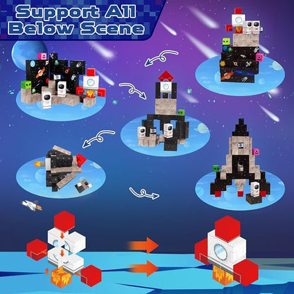 Annexfun Magnetic Blocks-100PCS Magnetic Building Blocks,Space Rocket Magnetic Tiles Cubes 2026 Upgraded STEM Game, Christmas Birthday Gifts for 3 4 5 6 7 8 9 10 Year Old Boys and Girls