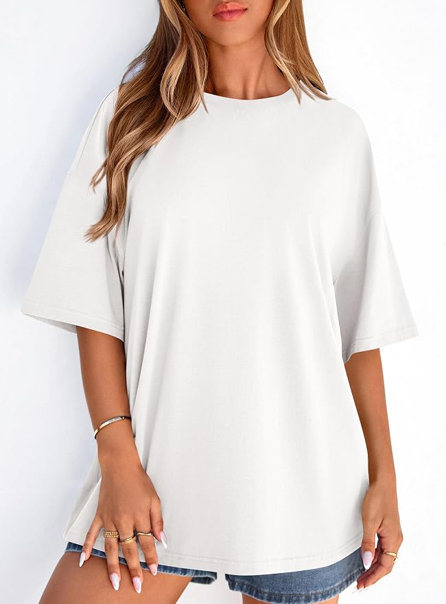 PRETTYGARDEN Womens 2026 Spring Going Out Tops Casual Short Sleeve Crewneck Loose Fit Basic Oversized T Shirts Summer Outfits