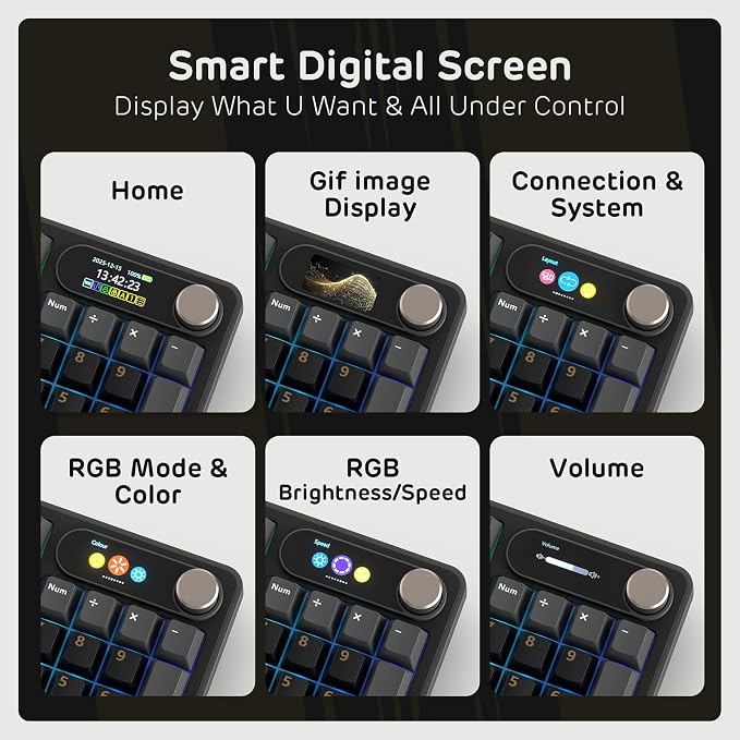 RK ROYAL KLUDGE S98 Wireless Mechanical Keyboard w/Smart Display & Knob | 96% Top Mount RGB Gaming Keyboard BT/2.4G/USB-C, 5-Layer Noise Dampening, Creamy Sound Pre-lubed Switch,Hot Swap, 98 Keys