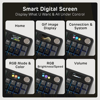 RK ROYAL KLUDGE S98 Wireless Mechanical Keyboard w/Smart Display & Knob | 96% Top Mount RGB Gaming Keyboard BT/2.4G/USB-C, 5-Layer Noise Dampening, Creamy Sound Pre-lubed Switch,Hot Swap, 98 Keys
