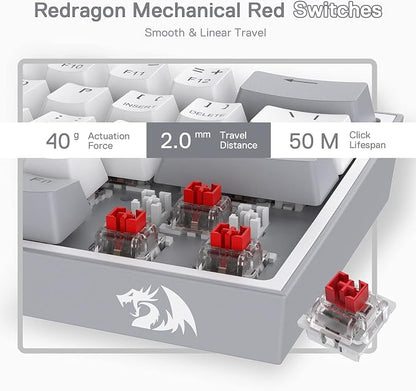 Redragon K617 Wired 60% Compact Hot-Swap RGB Gaming Mechanical Keyboard | 61 Keys Design for More Room to Aim, Swap-Ready Socket for Mod, Vibrant 20-Mode Lighting Hype Vibing, Pro Software Supported