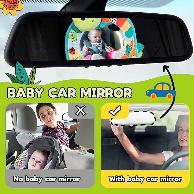 Koty Infant Car Seat Toy - Kick and Play Activity Center with Mirror, Teether and Crinkle Paper, Fun Travel Baby Toy for Rear Car Seat, Easier Drive with Newborns, Babies