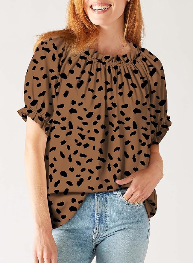 EVALESS Womens Tops Off The Shoulder Blouses for Women Dressy Casual Cute Puff Sleeve T Shirts Fashion 2026