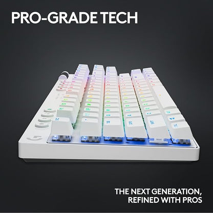 Logitech G PRO X TKL Lightspeed Wireless Gaming Keyboard (Tactile) - White | Lightspeed wireless, Ultra-Portable Tenkeyless Design, LIGHTSYNC RGB, PBT keycaps, Tactile Switches