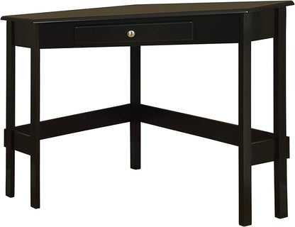 Kings Brand Furniture Wood Corner Desk with Drawer (Black)