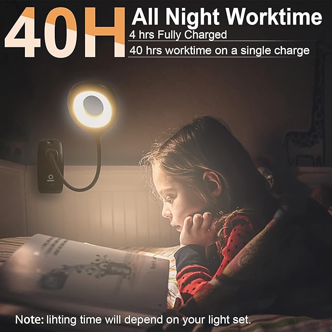 DEEPLITE LED Desk Lamp Clip on Lamp Battery Powered Clip on Light Book Light for Bed, Eye-Caring Flexible Arm Memory Touch 3 Color Modes & Stepless Brightness Portable Reading Light for Study Work.