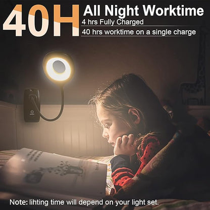 DEEPLITE LED Desk Lamp Clip on Lamp Battery Powered Clip on Light Book Light for Bed, Eye-Caring Flexible Arm Memory Touch 3 Color Modes & Stepless Brightness Portable Reading Light for Study Work.