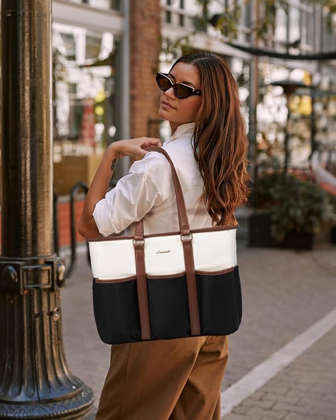 LOVEVOOK Work Tote Bag for Women, 17 lnch Laptop Bag for Women, Nurse Teacher Tote Bag, Utility Professional Computer Bag For Work/Travel/College/Daily, Large Purse Handbag With Multi Pockets