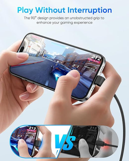 USB C Cable Right Angle, [2Pack 6.6FT] 60W Fast Charging USB C Cable Braided USB Type C Data Cable, 90 Degree C Port Charger Cord for iPhone 17/16/15 Pro Max, Tesla Model Y, MacBook, iPad, Samsung