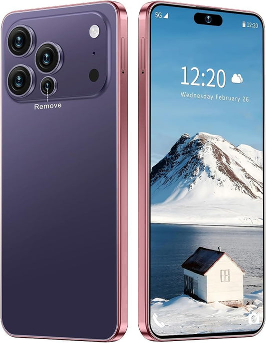 17 PMAX Unlocked Cell Phone,16GB+512GB Smartphone,6.99" HD Screen Android 15 5G Phones,Battery 7000mAh Android The Phone,Fingerprint Button Unlock/GPS/Face ID/Dual SIM/5G (Deep Purple)