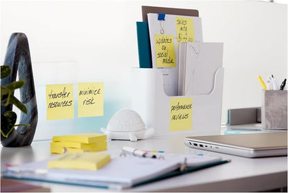 Post-it 100% Recycled Super Sticky Notes, 3 x 3 in, Canary Yellow, 5 Pads