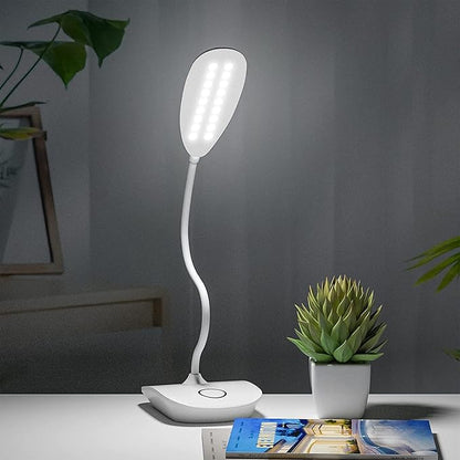 DEEPLITE Battery Operated Desk Lamp, LED Desk Light 3 Lighting Stepless Dimming, Table Lamp 5W Touch Control Eye Caring, Flexible Gooseneck, Portable Reading Light for Dorm Study Bedroom (Set of 2)