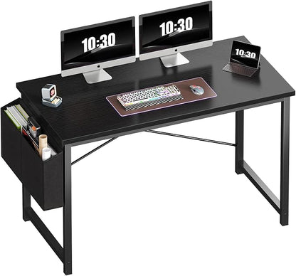 OLIXIS Computer Desk, 47 Inch Gaming Desks for Home Office Small Spaces | Writing Study Craft Work Table, Computer Workstation for Bedroom with Storage Bag, Black