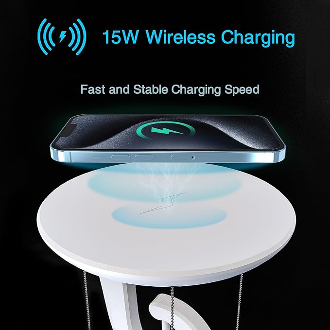 Night Light Wireless Charger Lamp,Ambient Light,LED Desk Lamp with Wireless Charger,Balance Magnetic Suspension Desk Light Creative Fun Bedside Lamp,Anti-Gravity Bedroom Table Lamp 3-Level Brightness