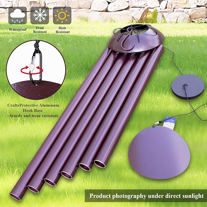 ASTARIN Extra Large Wind Chimes Outside, 2.4in Tubes Metal Handcrafted WindChimes with Deep Tone, Harmonic Deep Sound Outdoor Chimes,Outdoor Bass Bell Chime for Patio,Garden Yard Decoration,78" Bronze