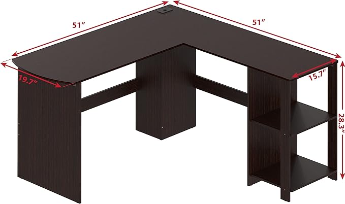 SHW L-Shaped Home Office Wood Corner Desk, Espresso